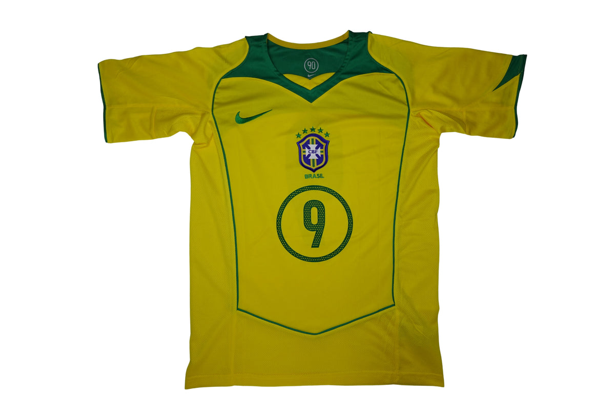 2004 Brazil #9 Ronaldo Nazario Home Jersey