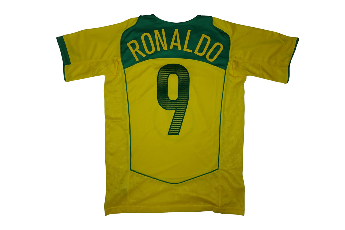 2004 Brazil #9 Ronaldo Nazario Home Jersey